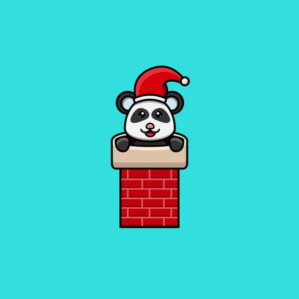 Bonito Bebê Panda Vestindo Chapéu Trazer Balões Personagem Logotipo Ícone —  Vetores de Stock