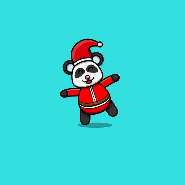 Lindo Bebé Panda Usando Sombrero Traer Globos Carácter Logotipo Icono — Vector de stock