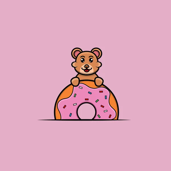 Милые Детские Пончики Персонаж Образ Икона Мультфильм Вдохновляющий Дизайн Вектор — стоковый вектор