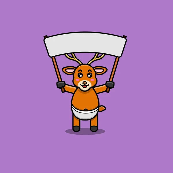 Cute Baby Deer Character Blank Space Banner Характер Маскот Ікон — стоковий вектор