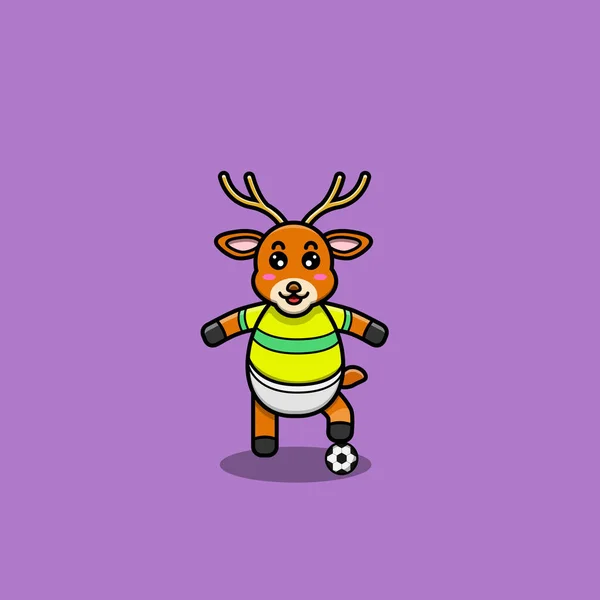 Lindo Personaje Ciervo Bebé Con Corona Gafas Carácter Mascota Icono — Vector de stock