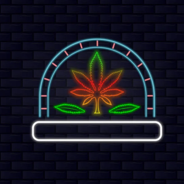 Cannabis Etikett Med Neonstil — Stock vektor