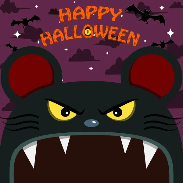 Design Del Personaggio Halloween Con Mouse Character Faccia Grande Bocca — Vettoriale Stock