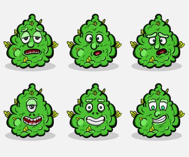 Esrar Bud İfade Seti 'nin maskotu. Klip Sanatı Vektörü.