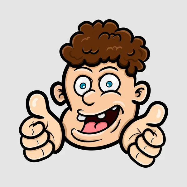 Homem Adulto Engraçado Com Expressão Curly Laugh Clipe Art Vector — Vetor de Stock