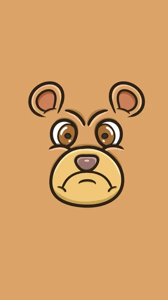 Cartoon Cute Bear Face Con Espressione Arrabbiata Sfondo Walpaper Vettore — Vettoriale Stock