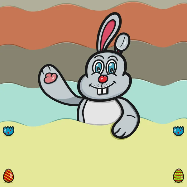 ウサギの漫画とブランクスペース ハッピーイースターのテーマ — ストックベクタ