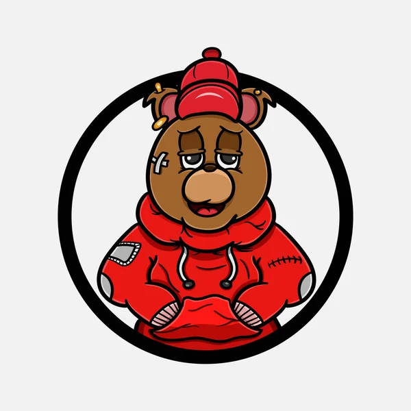 Logo Bear Cartoon Cirlcle Mikinami — Stockový vektor