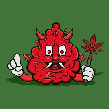 Vector Illustration Mascot çizgi film karakteri Ot Bud Evil. Brand, Logo, Çıkartma, Tişört Tasarımı ve diğer ürünler için uygundur..