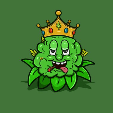 Bud Ot Takan, Taç Giyen Çizgi Film Maskotu. Vektör ve Görüntü