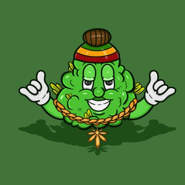 Reggae tarzında Ot Bud 'ın çizgi film maskotu. Vektör ve Görüntü