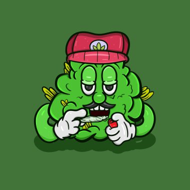 Ot Sigaralı Ot Bud 'ın Maskotu. Vektör ve Görüntü