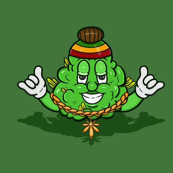 Reggae tarzında Ot Bud 'ın çizgi film maskotu. Vektör ve Görüntü