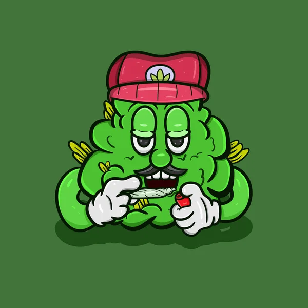 Ot Sigaralı Ot Bud 'ın Maskotu. Vektör ve Görüntü