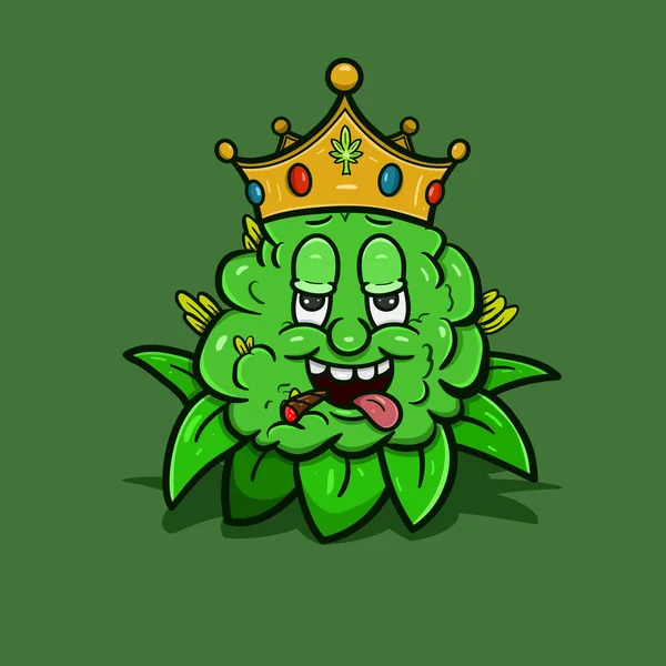 Mascota Dibujos Animados Hierba Bud Usando Crown Vector Ilustración Ilustración De Stock