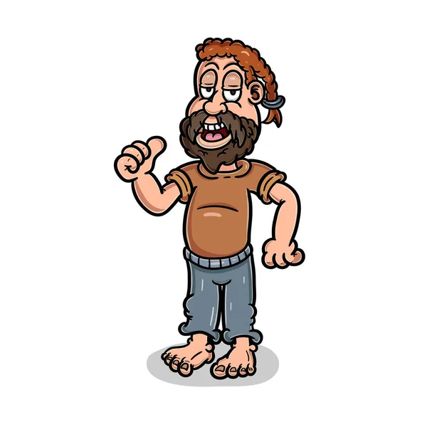 Cartoon Mascot Bearded Boy — Stock Vector