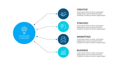 Akış şeması infografik şablonu adımlar veya seçenekler ile. Sunum için vektör iş şablonu.