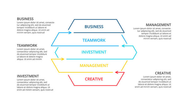 Thin line flat element for infographic. Template for diagram, graph, presentation and chart. Business concept with 5 options, parts, steps or processes.