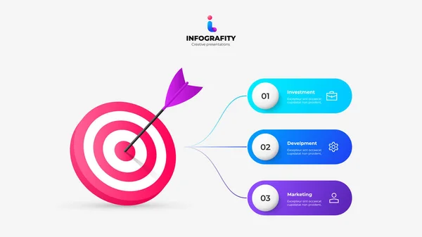 Goals Infographic Template Target Diagram Options Parts Processes — ストックベクタ