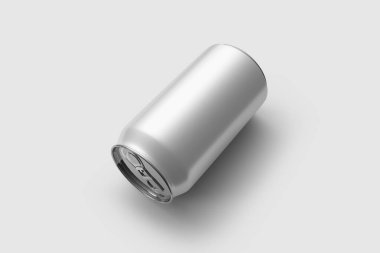 Açık gri arka planda izole edilmiş 350ml 'lik enerji içecek kutusu şablonu. Yüksek çözünürlük.