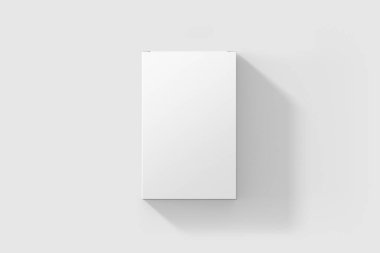 Açık gri arkaplanda Düz Dikdörtgen Karton Paket Kutusu Yapılandırması. Tasarımınız için model şablonu hazır.