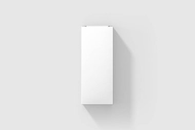 Açık gri arkaplanda dikdörtgen karton paket modeli. Tasarımınız için model şablonu hazır.