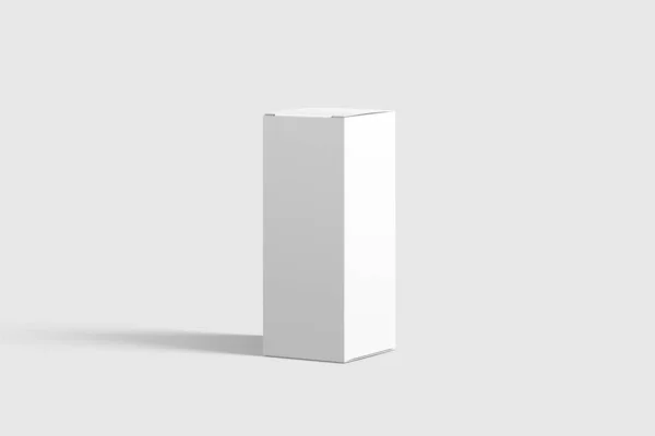 Ορθογώνιο Χαρτόνι Κουτί Συσκευασίας Mockup Ανοιχτό Γκρι Φόντο Πρότυπο Mockup — Φωτογραφία Αρχείου