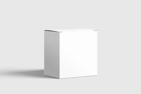 Long Square Cardboard Package Box Mockup Light Grey Background Mockup — Stockfoto