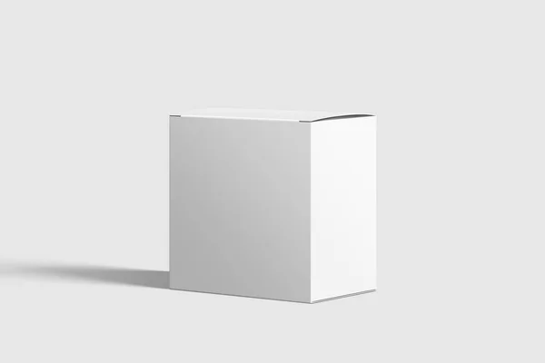 Long Square Cardboard Package Box Mockup Light Grey Background Mockup — Stockfoto