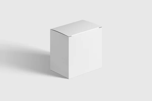 Lång Fyrkantig Kartong Förpackning Box Mockup Ljusgrå Bakgrund Mockup Mall — Stockfoto