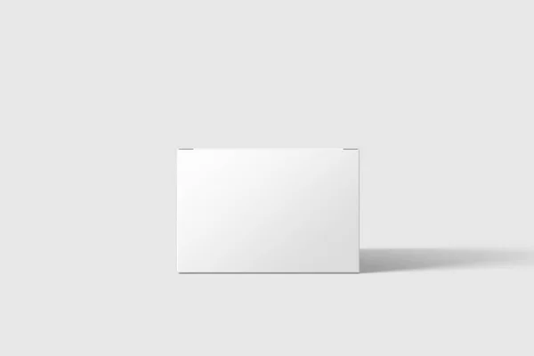 Flat Square Cardboard Package Box Mockup Light Grey Background Mockup — Fotografia de Stock