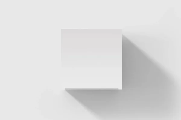 Flat Square Cardboard Package Box Mockup Light Grey Background Mockup — Foto Stock