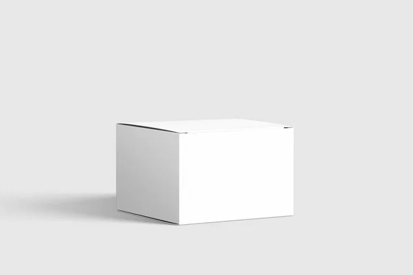 Platt Fyrkantig Kartong Förpackning Box Mockup Ljusgrå Bakgrund Mockup Mall — Stockfoto