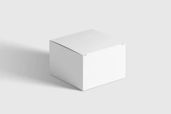 Platt Fyrkantig Kartong Förpackning Box Mockup Ljusgrå Bakgrund Mockup Mall — Stockfoto