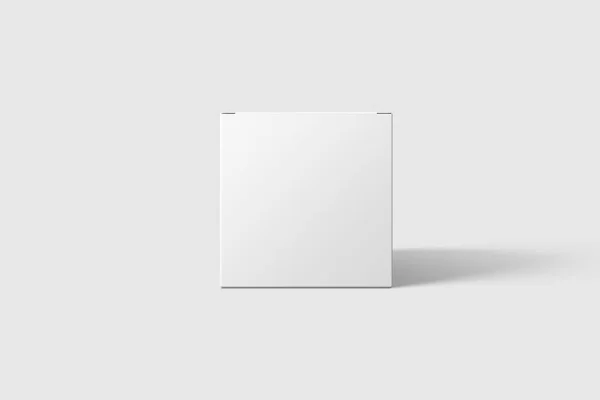 Square Cardboard Package Box Mockup Light Grey Background Mockup Template — Fotografia de Stock