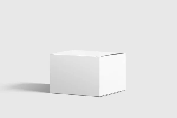 Flat Square Cardboard Package Box Mockup Ανοιχτό Γκρι Φόντο Πρότυπο Royalty Free Φωτογραφίες Αρχείου