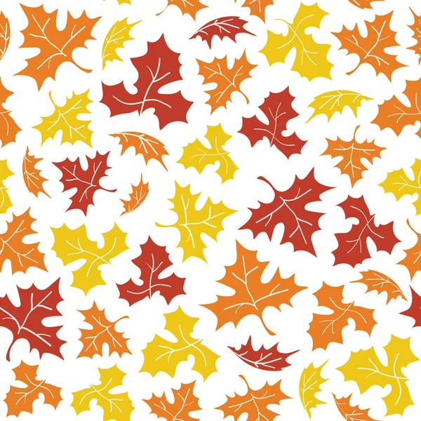 Hand Drawn Vector Seamless Pattern Maple Leaves Canadian Maple Leaf — Stock Vector