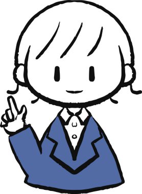 Takım elbiseli bir kadının parmağını göstermesi ve bir şey önermesi..