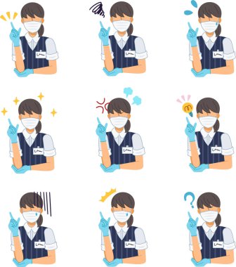 Maske takan bir ofis çalışanının resmi..