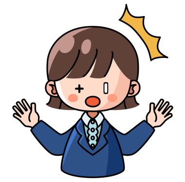 Takım elbiseli şaşırmış bir kadının klip sanatı.