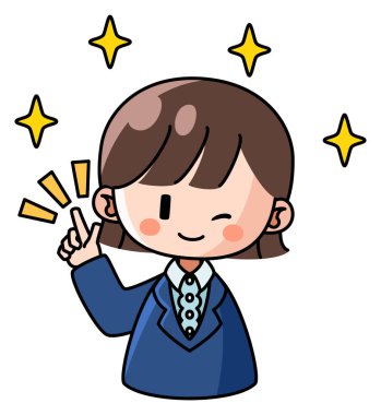 Takım elbiseli kadın klip sanatı olumlu öneriler sunuyor.