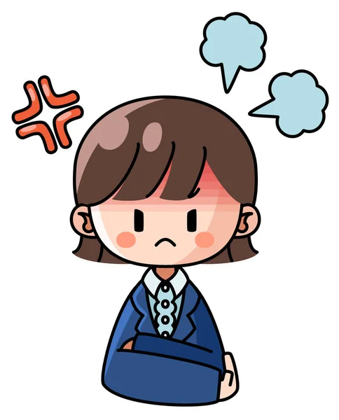 Illustration Woman Suit Who Pouting Angry — Vector de stock