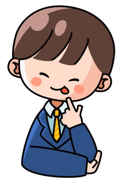 Dilini çıkarıp numaralar yapan bir iş adamı tasviri..