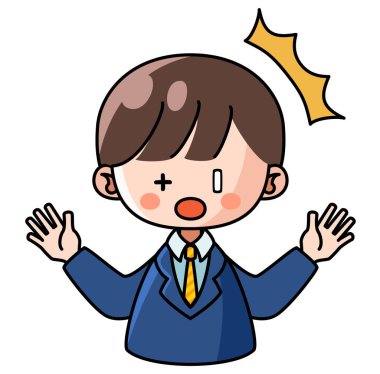 Dilini çıkarıp numaralar yapan bir iş adamı tasviri..