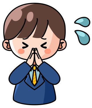 Ümitsizce özür dileyen takım elbiseli bir adam.