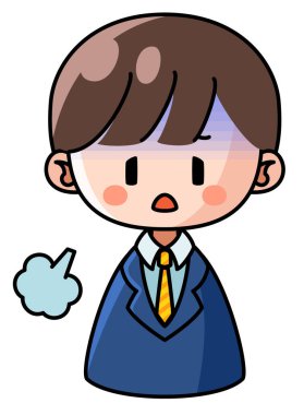 Yorgunluktan iç çeken takım elbiseli bir adamın tasviri