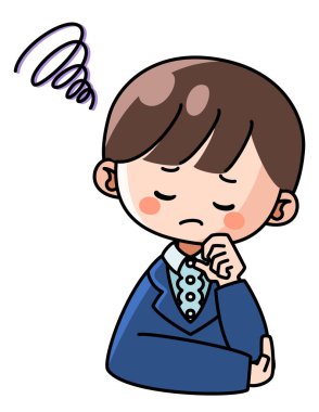 Çember içinde endişelenen takım elbiseli bir adamın tasviri