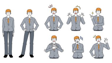 Üniformalı erkek öğrencilerin çeşitli yüz ifadeleri.