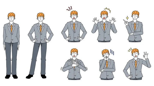 Üniformalı erkek öğrencilerin çeşitli yüz ifadeleri.