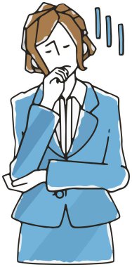 Hevesi kırılmış ve depresyona girmiş takım elbiseli bir iş kadını tasviri.